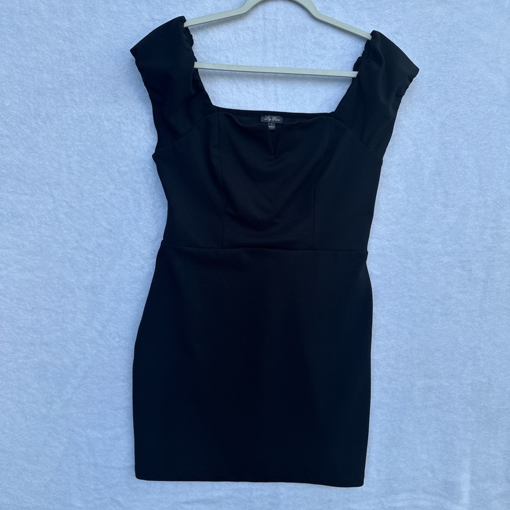 LILY ROSE Classic Black Mini Dress size L - Picture 3 of 9